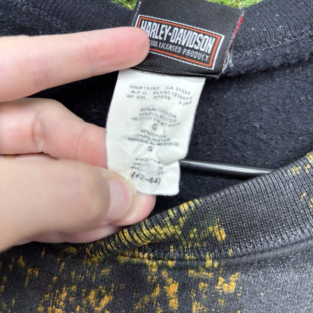 1990s Harley Davidson AOP Sweatshirt Mens Large Eagle Wings Las Vegas y2kk Cross - Picture 10 of 10
